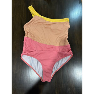 Women's FREELY One Piece Swimsuit 2X Pink Yellow Colorblock